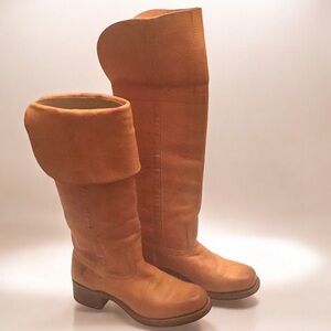 FRYE Campus Knee High OTK 80’s Tall Fold Down Cuff Leather Saddle Boots Size 10